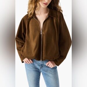 Steve Madden Faux Suede Bubble Bomber Jacket | M | NWT Coco Zip Front